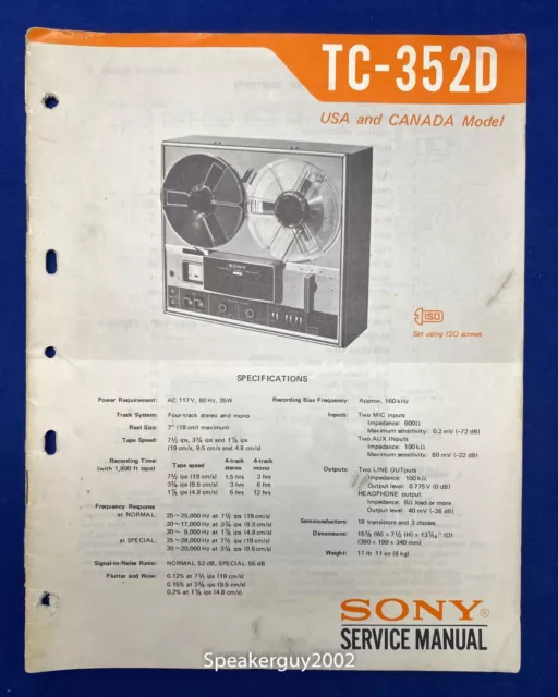 Sony Tc-5600 Stereo Reel To Reel Tapecorder Owner'S Instruction Manual  Booklet £10.06 - Picclick Uk