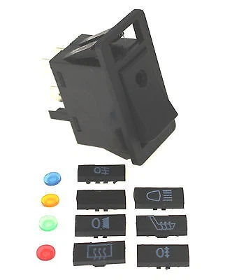 SCHALTER KFZ LKW 12V Wippenschalter Wippschalter Einbau inkl. Glühlampe Symbole EUR 9,59