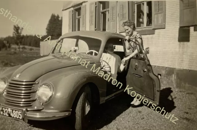 orig. Foto Auto Oldtimer Automobil um 1955 DKW Frau Dame