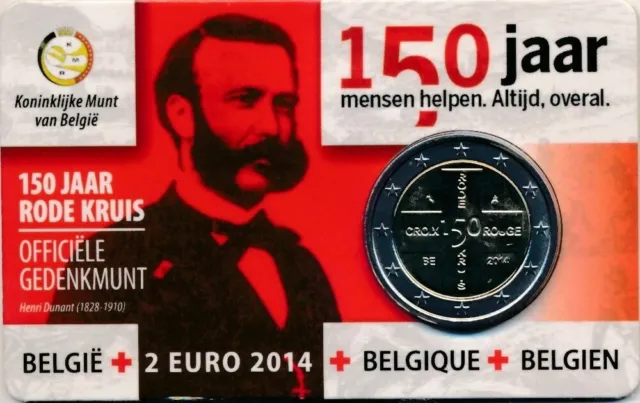 Belgica - Moneda 2 Euros 2014 - Cruz Roja En Coincard - Leer