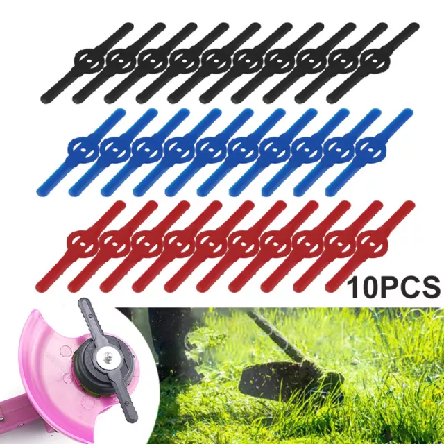 10PCS PLASTIC LAWN Mower Blades Grass Trimmer Head Replacement Cutter