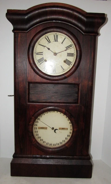 Antique Seth Thomas Parlor # 1 Weights Driven Double Dial Calendar Clock 8-Day