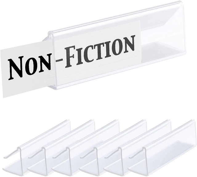 Pack of 25 – Clear Plastic Shelf Label Holder, Wood Shelf Sign and Ticket Holder