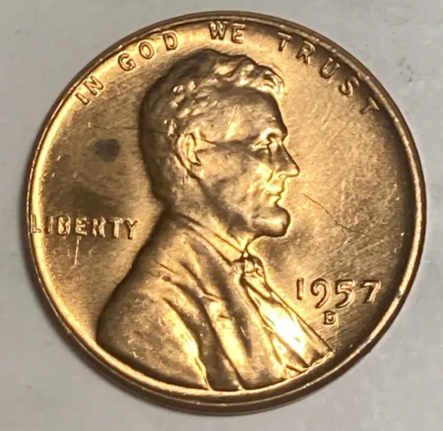 RED BU 1957-D LINCOLN WHEAT PENNY Denver Mint Uncirculated Cent LOT H45