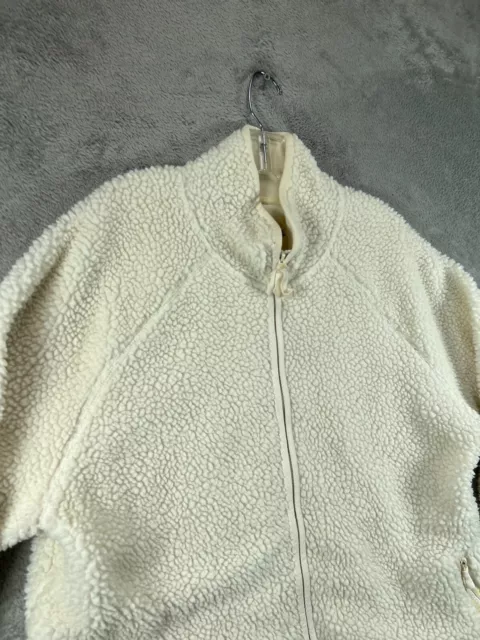Womens Jackets 2XL Sherpa Ivory Winter White Fleece Full Zip Pockets Old Navy 2