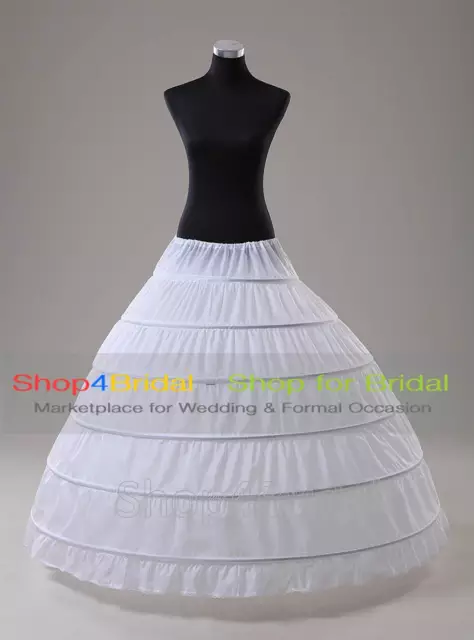 White/Black 6 Hoop Wedding Dress Bridal Ball Gown Crinoline Petticoat Skirt Slip