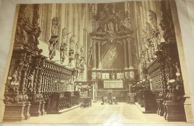 Vintage Old 1890's Albumen PHOTO inside Gothic Cathedral St. Dominic Statue WOW