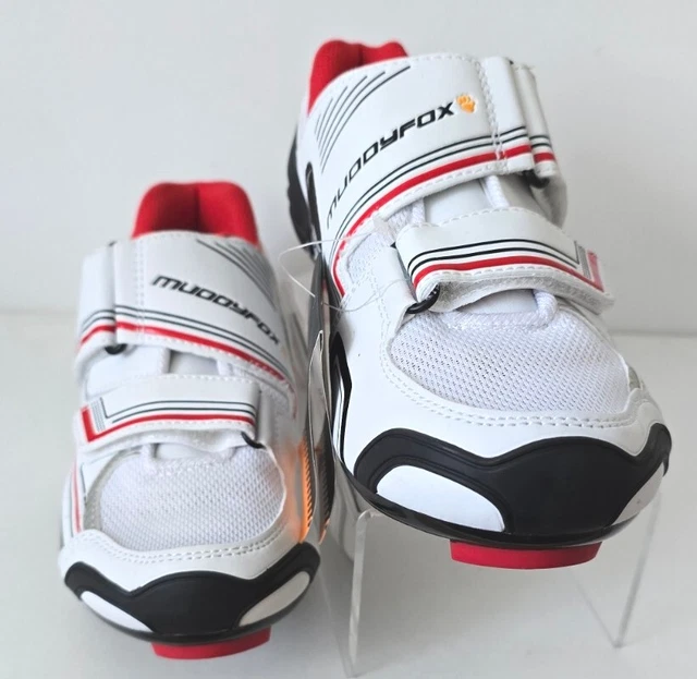 MUDDYFOX RBS 100 Road Cycling Shoes WHITE RED BLACK MENS Size UK 8 EU
