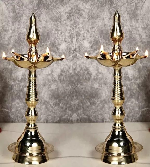Handmade Indian Traditional Pure Brass Diya Diwali /Oil Lamps for Hindu Pooja
