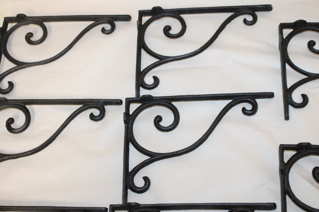 8 Cast Iron Antique Style Brackets Garden Brace Shelf Bracket RUSTIC FARM Scroll 3