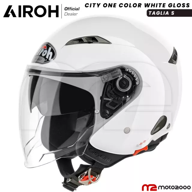 Casco Airoh Jet Open Face City One Color White Gloss Bianco Lucido Taglia S