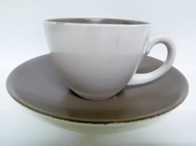 Poole Twin Tone Demitasse Coffee Cup & Saucer vgc - Sepia & Mushroom colour