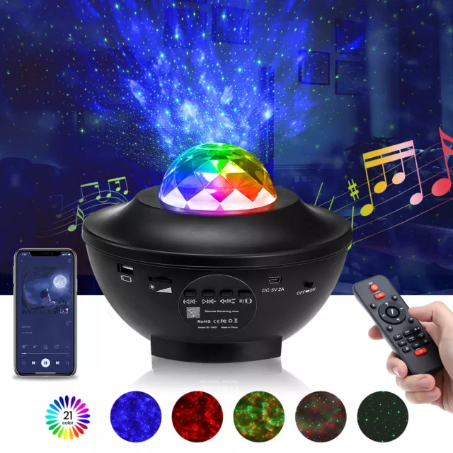 Starry Sky Projector Light USB Galaxy Star Night Lamp LED with Ocean Wave Remote