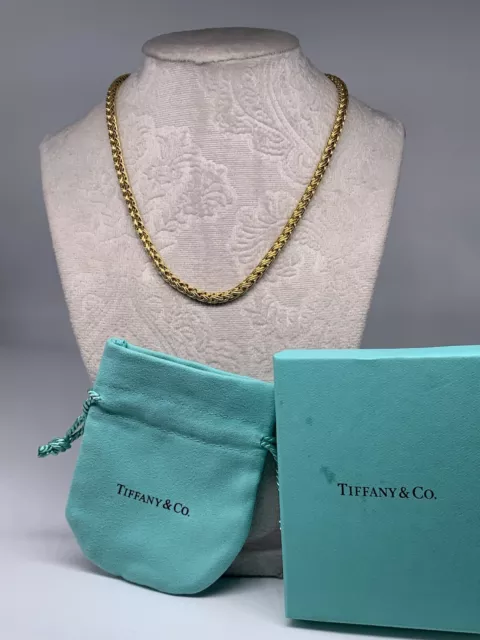 Tiffany & Co. 18k Yellow Gold Wheat Weave Chain Necklace 16" 3