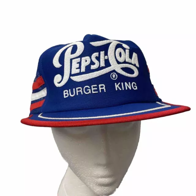 Vintage PEPSI COLA 3 Three Stripe BURGER KING Snapback Mesh Trucker Hat Cap USA