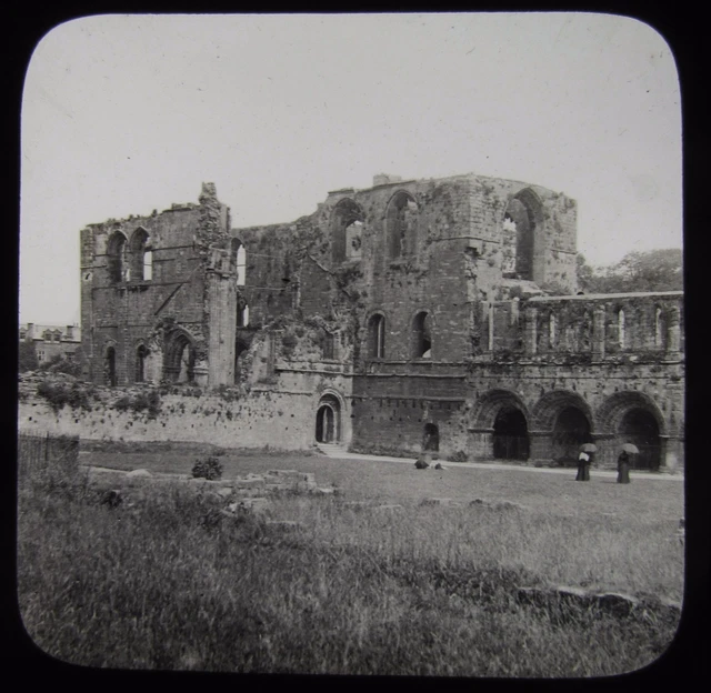 Glass Magic Lantern Slide FURNESS ABBEY EXTERIOR C1900 PHOTO CUMBRIA . ENGLAND