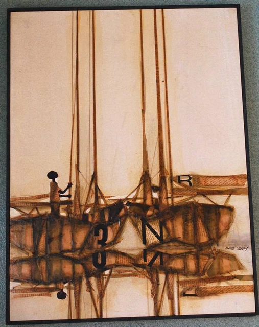 JAMES GROODY Signed Original REFUGEE MAN Framed 1973 Art Mixed Media LISTED 24"