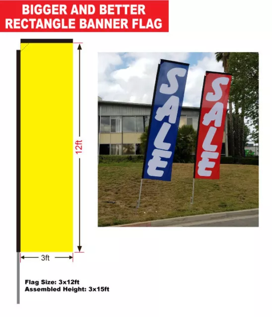 Now Open (blue/red) 15' Advertising Rectangle Feather Banner Flag w/ pole+spike 2