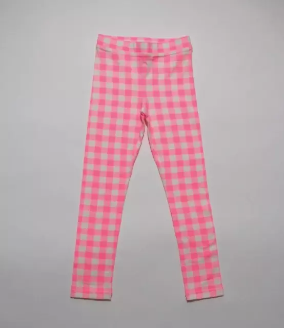 J.CREW CREWCUTS GIRLS NEON PINK GINGHAM ELASTIC WAIST STRETCH LEGGINGS Sz 6