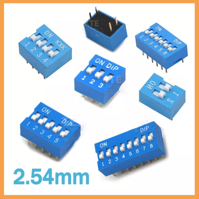 Slide DIP Switch Module 2.54mm DIL SPST PCB Breadboard Arduino Raspberry PI 1-8P