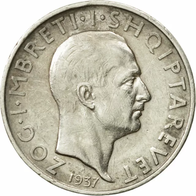 [#471133] Münze, Albania, Zog I, Frang Ar, 1937, Rome, SS+, Silber, KM:16