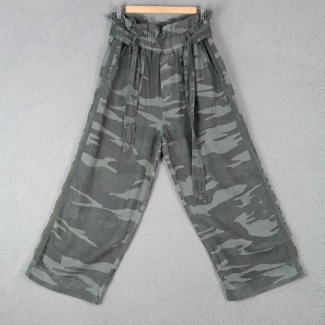 Splendid Collection Sz M Womens Linen Blend Wide Straight Leg Camouflage Pants