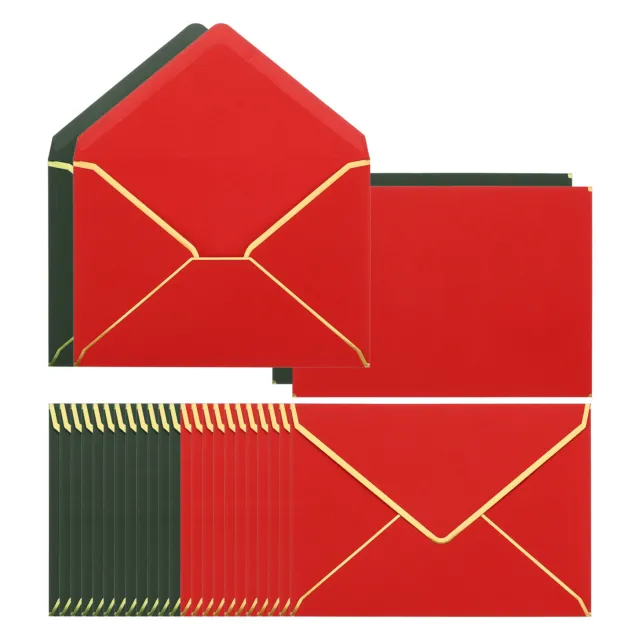 100 Pack A7 Envelopes Christmas Envelopes (Red and Dark Green)
