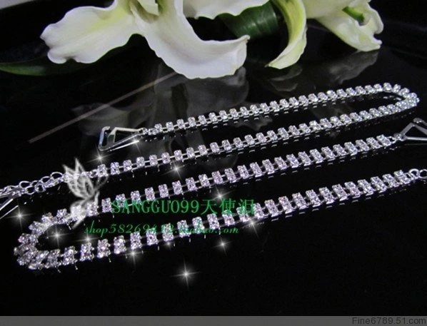 3Sets 2Rows Silver Sexy Women's Lady's Clothing Crystal Rhinestone BRA Straps