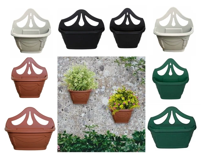 PLASTIC WALL MOUNTED Planter Hanging Flower Pot Basket Garden