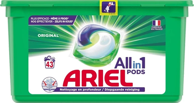 0,48 €/carico lavaggio - Ariel All in 1 cialde detersivo - originale - 43 carichi di lavaggio
