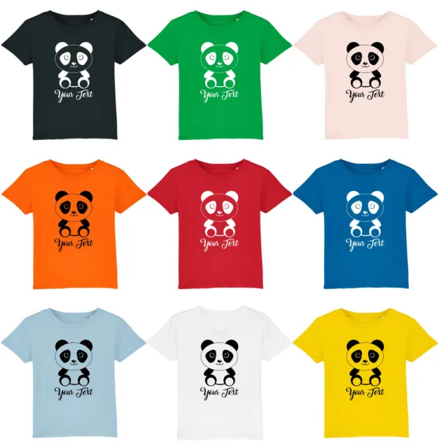 Personalised Cute Panda Bear Your Text T-Shirt Funny Cute Animal Lovers Tee Top