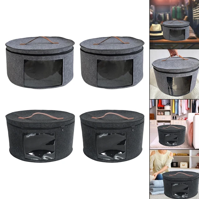 Boîte de rangement de chapeau en feutre avec couvercle, bac de rangement de