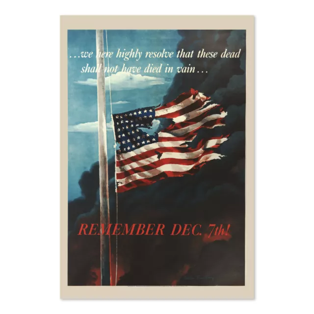 Remember Dec 7th! 1942 Vintage Style WW2 Pearl Harbor Poster - Classic Art