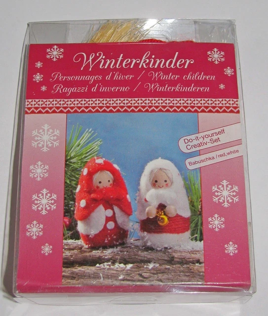 GLOREX*Do-it-yourself*Kreativ-Set*Strickfiguren*Babuschka rot/weiß