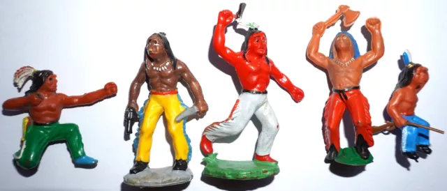 Indianer DDR Wildwest Gummi 5 Figuren Spielzeug Blechschmidt Hopf Bayer
