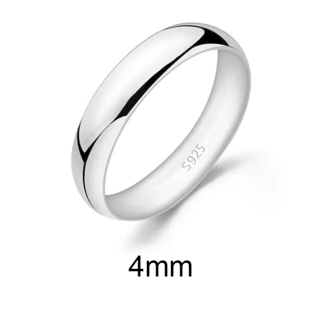 Genuine 925 Sterling Silver Solid 2mm 3mm Thin Classic Plain Band Wedding Ring