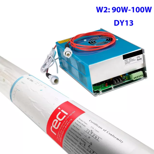 RECI CO2 Laser Tube 90W W2 1240mm & Power Supply DY13 Cutting Machine 110V 220V