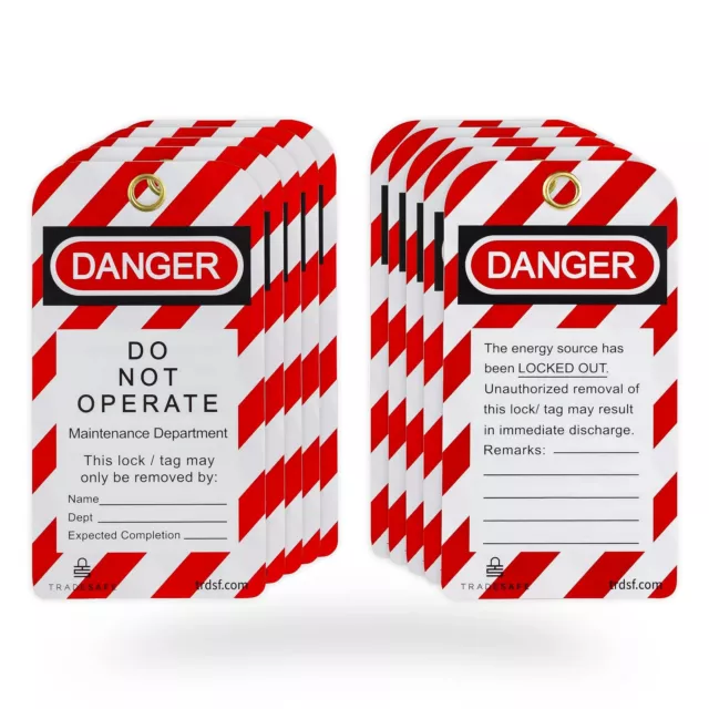 TRADESAFE Lockout Tagout Tags - 10 Danger Do Not Operate Tags with 10 Zip Tie...
