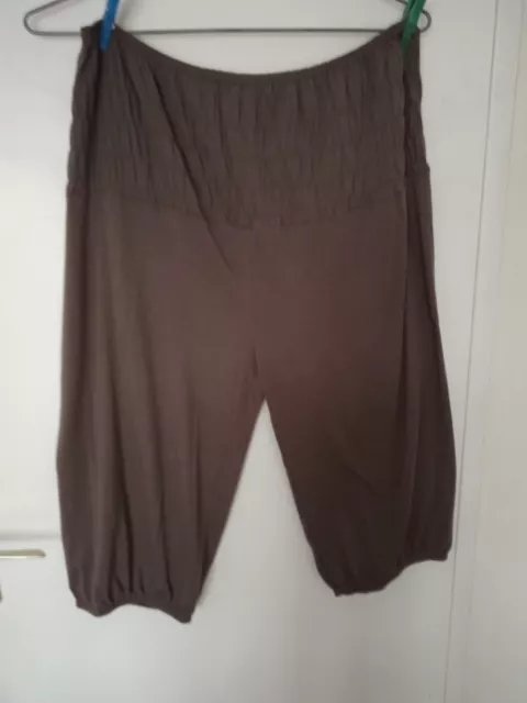 Legging ou sarouel Marron Jambes Larges Smokes Élastiques 95 % Viscose 5 % élast