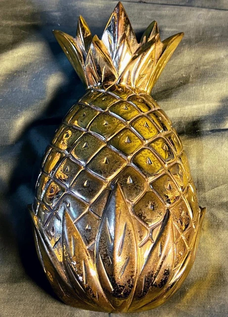 Figura de colección de metal fundido pesado latón bienvenida piña piña llamador puerta delantera