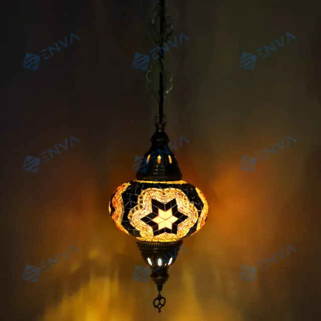 Lámpara colgante de techo de vidrio turco marroquí grande globo - LED gratis