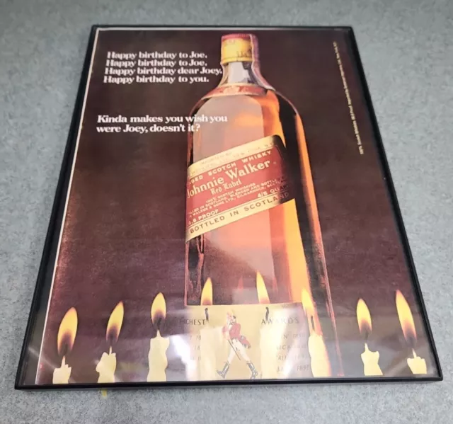 Johnnie Walker Red Scotch Joey Birthday Candles Print Ad 1974 Framed 8.5x11