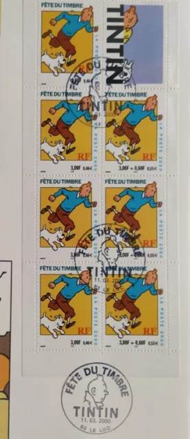 Gd Enveloppe Premier Jour Fête Du Timbre N° Bc3305 Oblitéré Le Luc 2000 Tintin 2