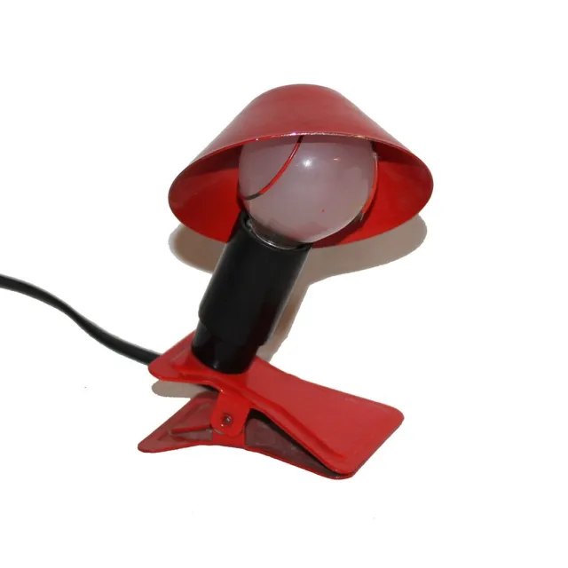 Lampe à pince champignon en métal rouge vintage