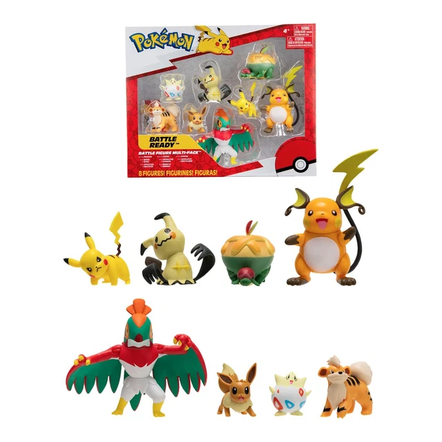 Figurine pour enfant Bandai 8 figurines - Pokémon - Pikachu, Rondoudou, Rocabot, Abra, Farfuret