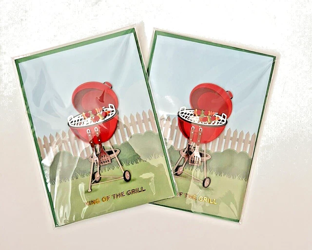 NEW ~ 2 Father's Day Cards ~ Grill ~ Hand Crafted w/ Envelopes