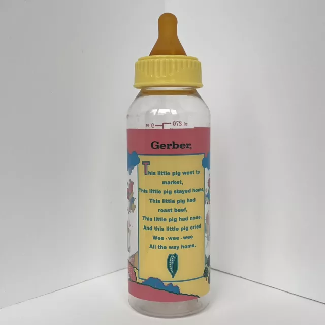 Vintage Gerber Baby Bottle/Nurser Latex Rubber Nipple This Little Pig Design 9oz