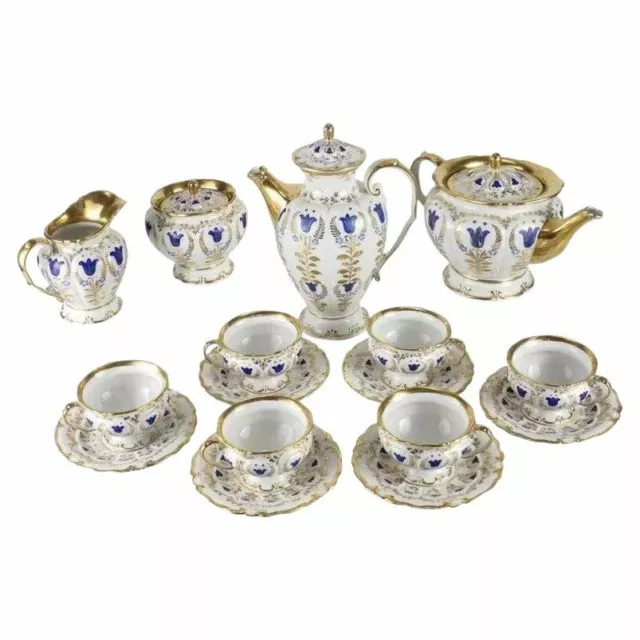 19th Century Porcelain Tea & Coffee Service for Six by K.P.M.