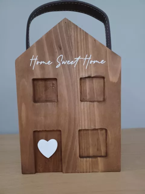 DOOR STOP SOLID WOOD HOUSE SHAPED  With Heart Detail 20cm Tall  Over 2kg NEW