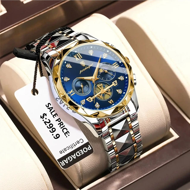 Orologio da polso da uomo, impermeabile, sportivo, cronografo, militare, multifunzione, in pelle, al quarzo black black